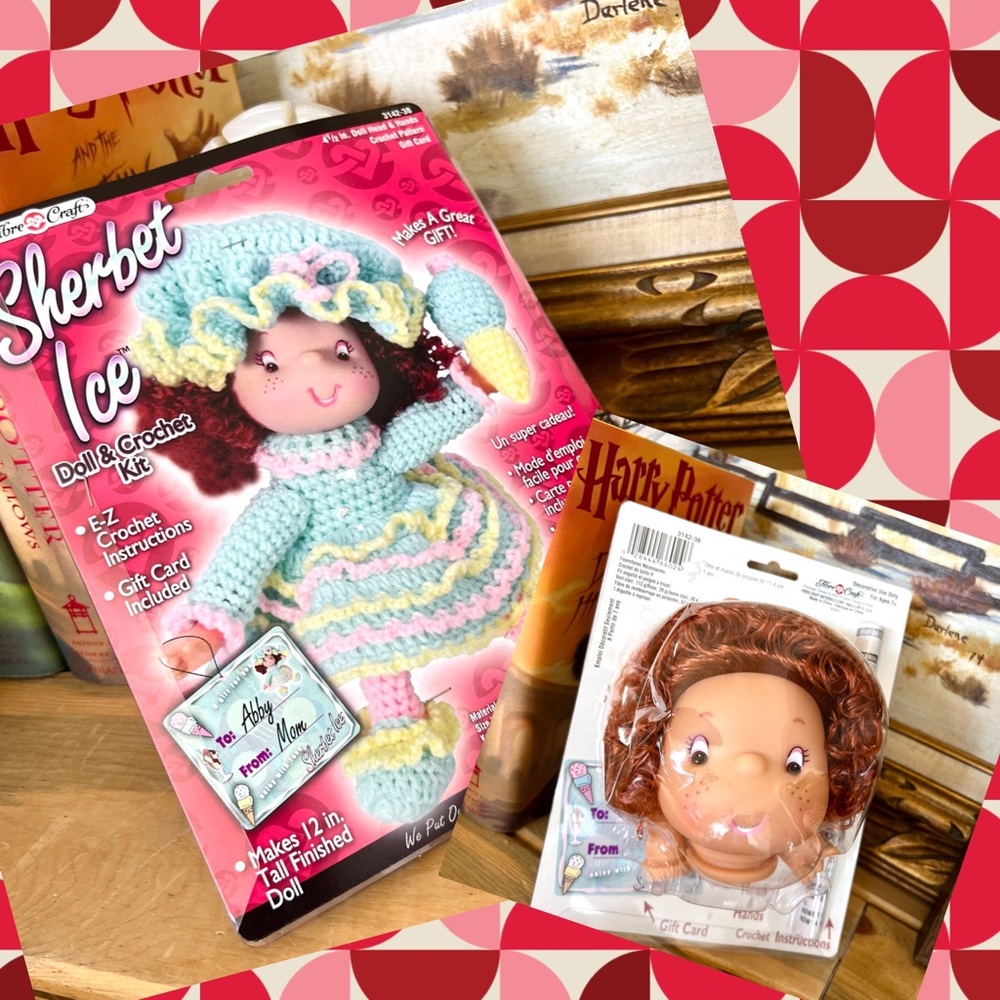 Retro 90s Sherbet Ice Doll Crochet Kit 4.5” Doll Head Hands And Pattern - Picture 1 of 6